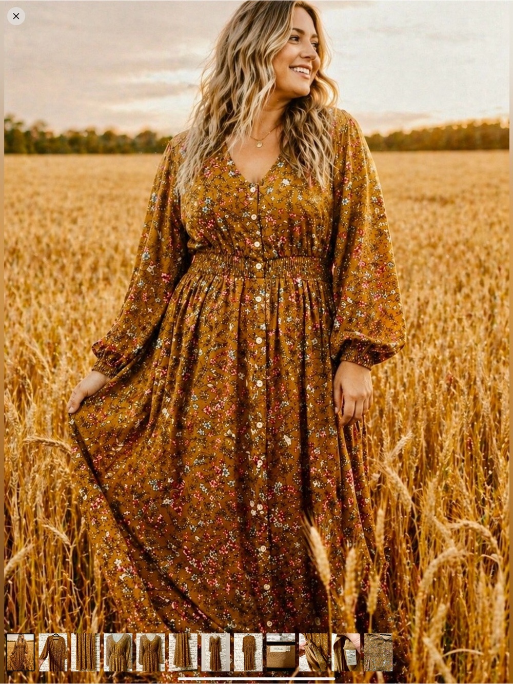 Roolee Brown Floral Long Sleeve Dress